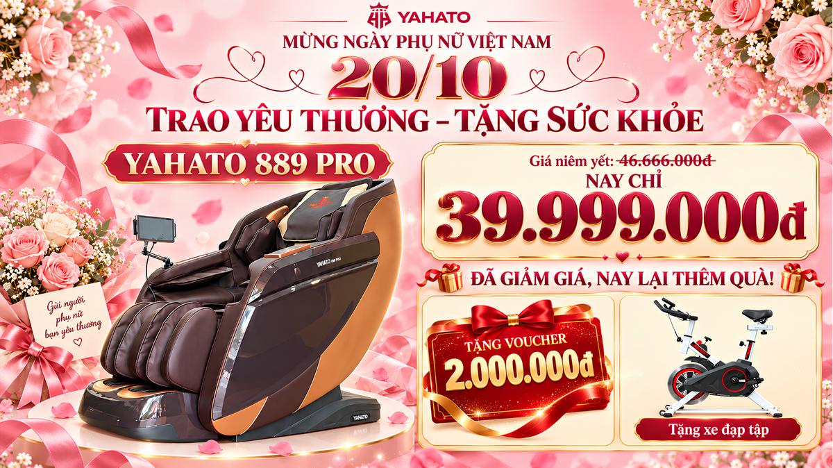 Ưu đãi ghế massage Yahato mừng ngày Phụ nữ Việt Nam 20/10