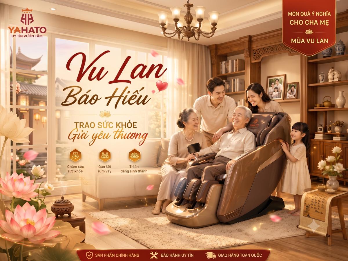 Vu Lan báo hiếu – Tặng cha mẹ ghế massage, trao trọn yêu thương