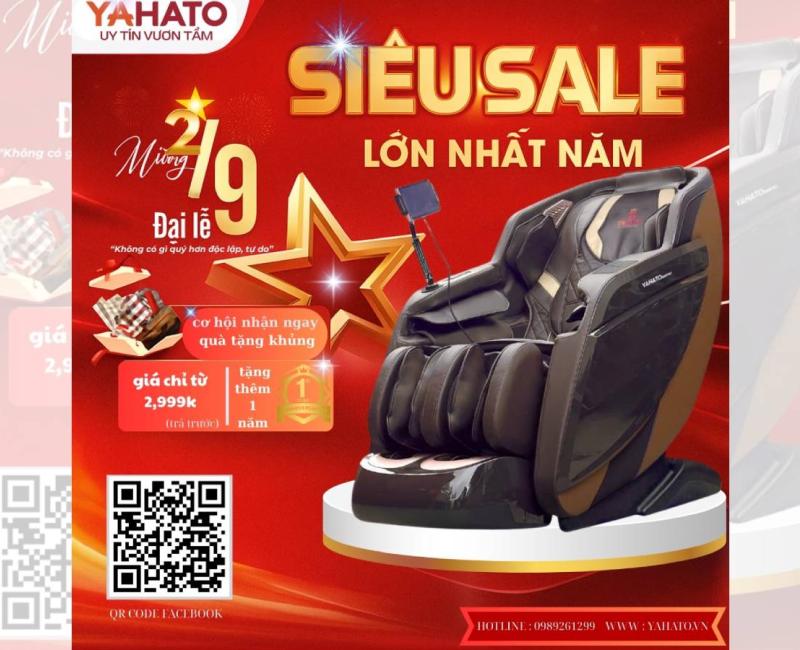   
          SIÊU SALE 2/9 – MUA GHẾ MASSAGE YAHATO GIÁ CHỈ TỪ 2,999K