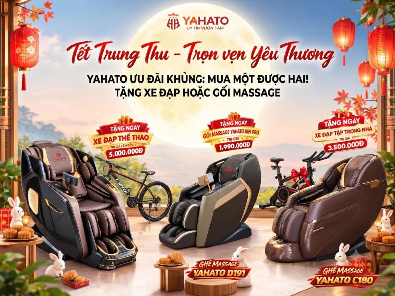 Trung Thu 2026 – YAHATO Tri Ân Khách Hàng, Mua Ghế Massage Tặng Quà Giá Trị
Trung Thu 2026 – YAHATO Tri Ân Khách Hàng, Mua Ghế Massage Tặng Quà Giá Trị